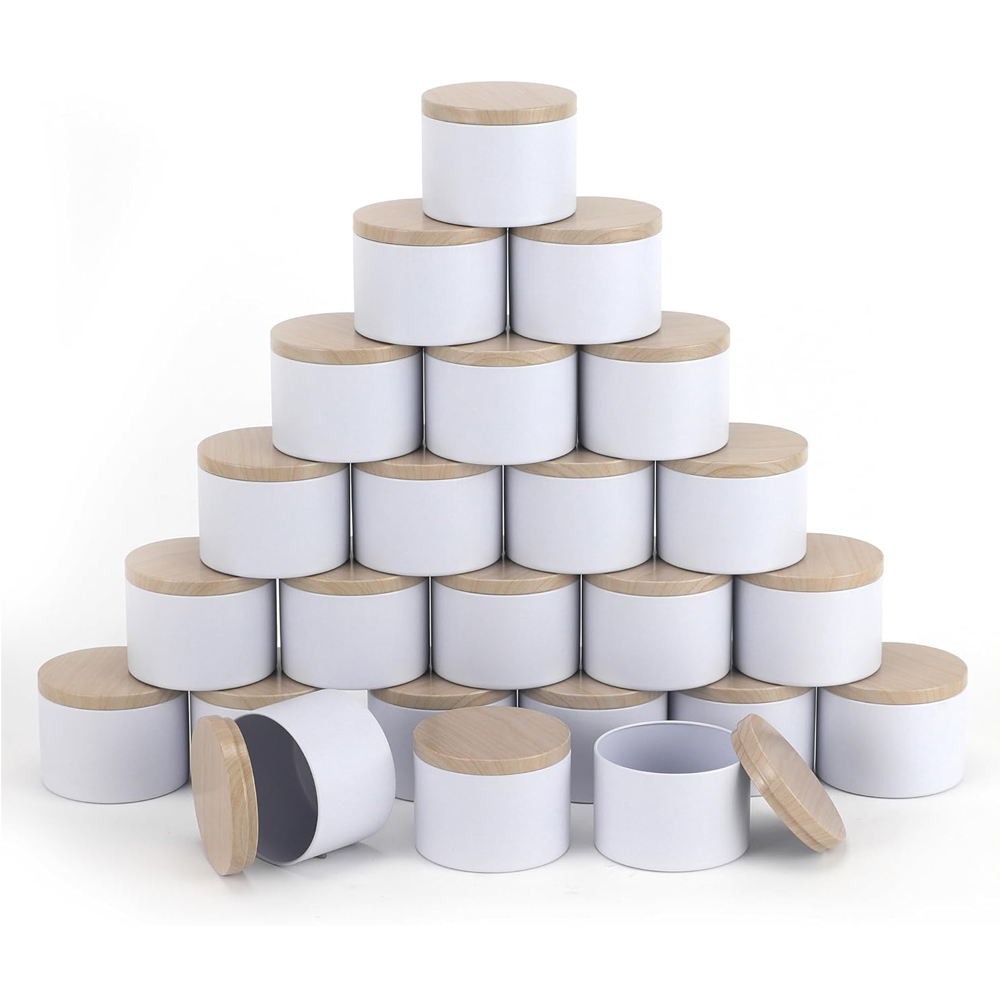 Candle Making Homewood - Kaleng Lilin Putih dengan Tutup Berpola