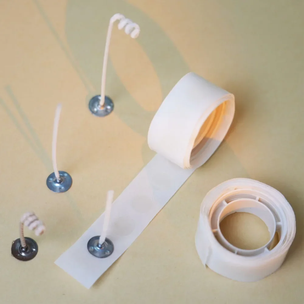 Adhesive Dot Wick - 100 titik/gulungan stiker sumbu lilin 10mm,