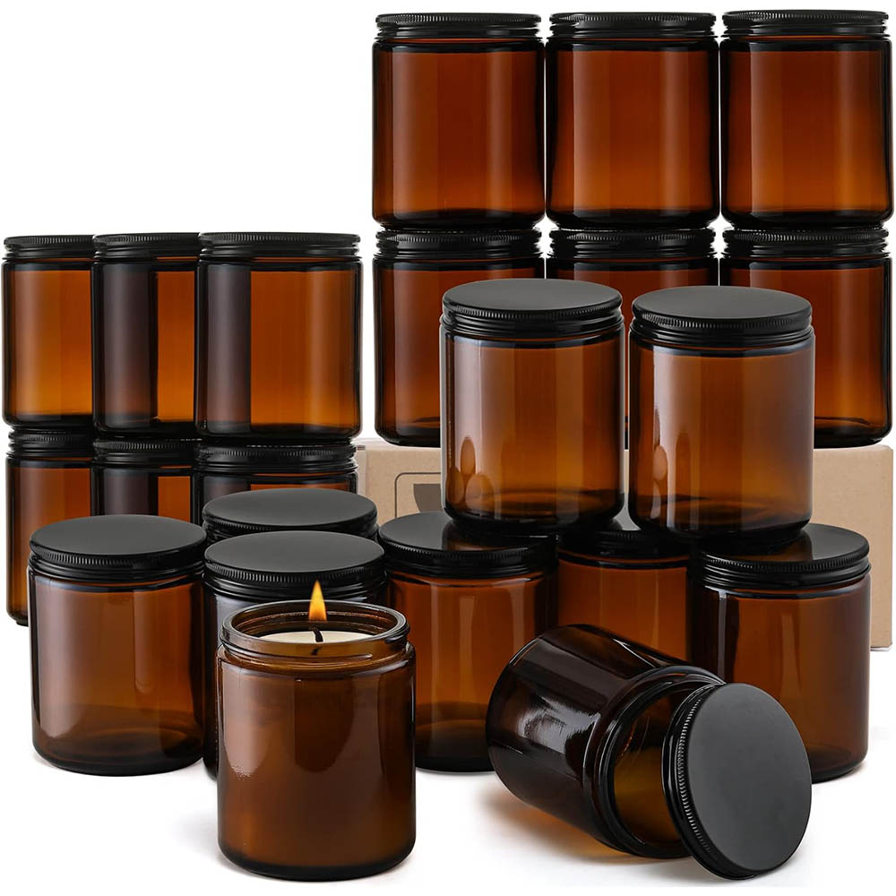 Candle Making Glass Jars - Stoples Kaca Amber 8oz dengan Tutup