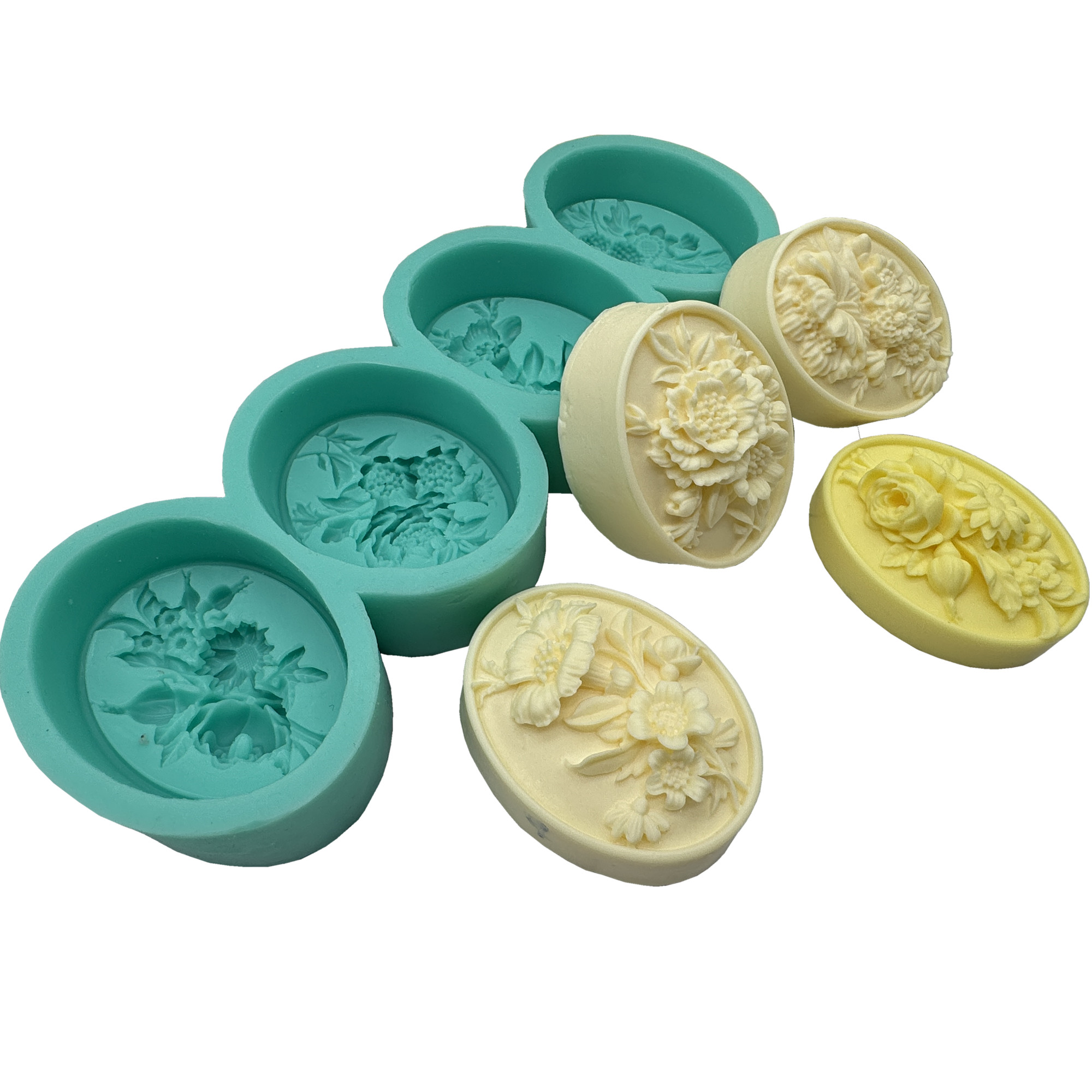 Candle Making Fragrances - 4 Rongga Bunga Oval 3D Cetakan