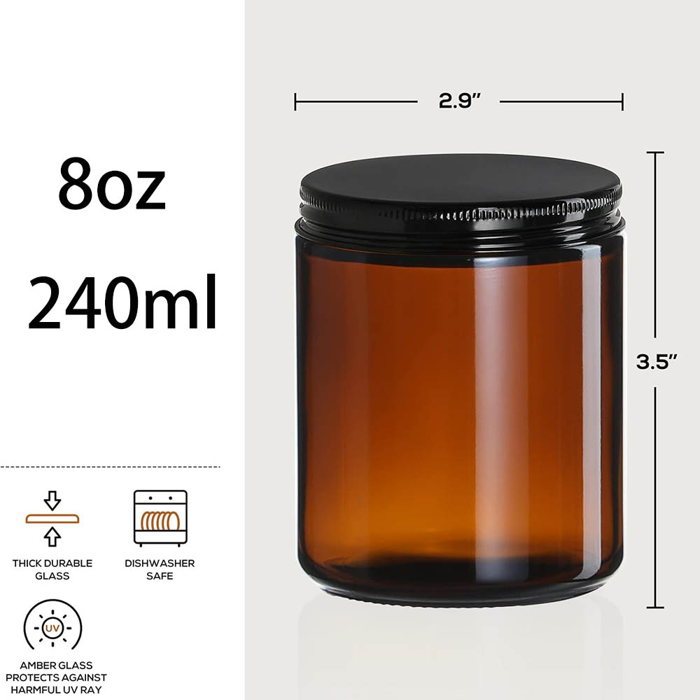 Stoples Kaca Amber 8oz dengan  - Candle Making Glass Jars ulasan dan harga