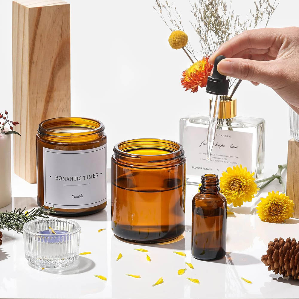 Stoples Kaca Amber 8oz dengan  - Candle Making Glass Jars ulasan dan harga